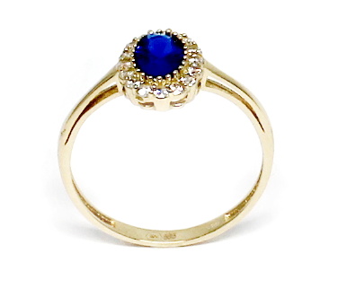 Zlatý prsten se safírem a zirkony Kate Velikost a váha prstenu: 52(váha 1,55g)