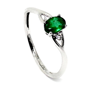 Prsten se smaragdem a diamanty bílé zlato Markab Velikost a váha prstenu: 54