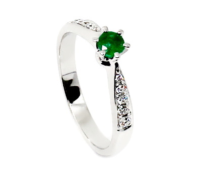 Prsten se smaragdem a diamanty bílé zlato Media Velikost a váha prstenu: 56