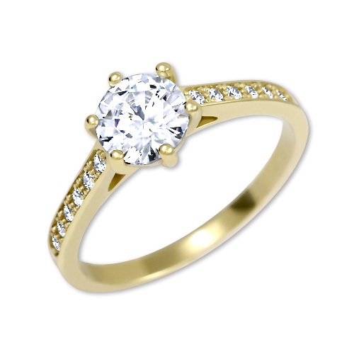 Zlatý prsten se zirkony Omega Velikost a váha prstenu: 55(váha 2,60g)