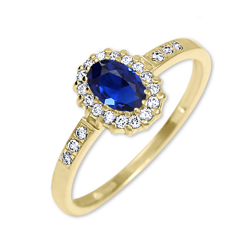 Zlatý prsten se safírem a zirkony Kate II Velikost a váha prstenu: 56(váha 2,00g)