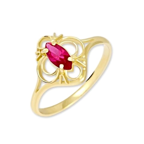 Zlatý prsten s rubínem ornament Velikost a váha prstenu: 55(váha 1,50g)