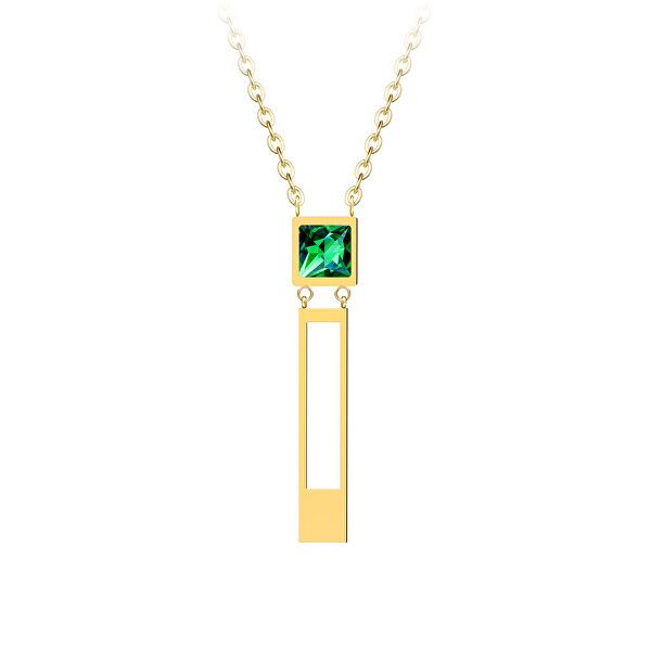 Náhrdelník Straight z chirurgické oceli s českým křišťálem Preciosa, emerald