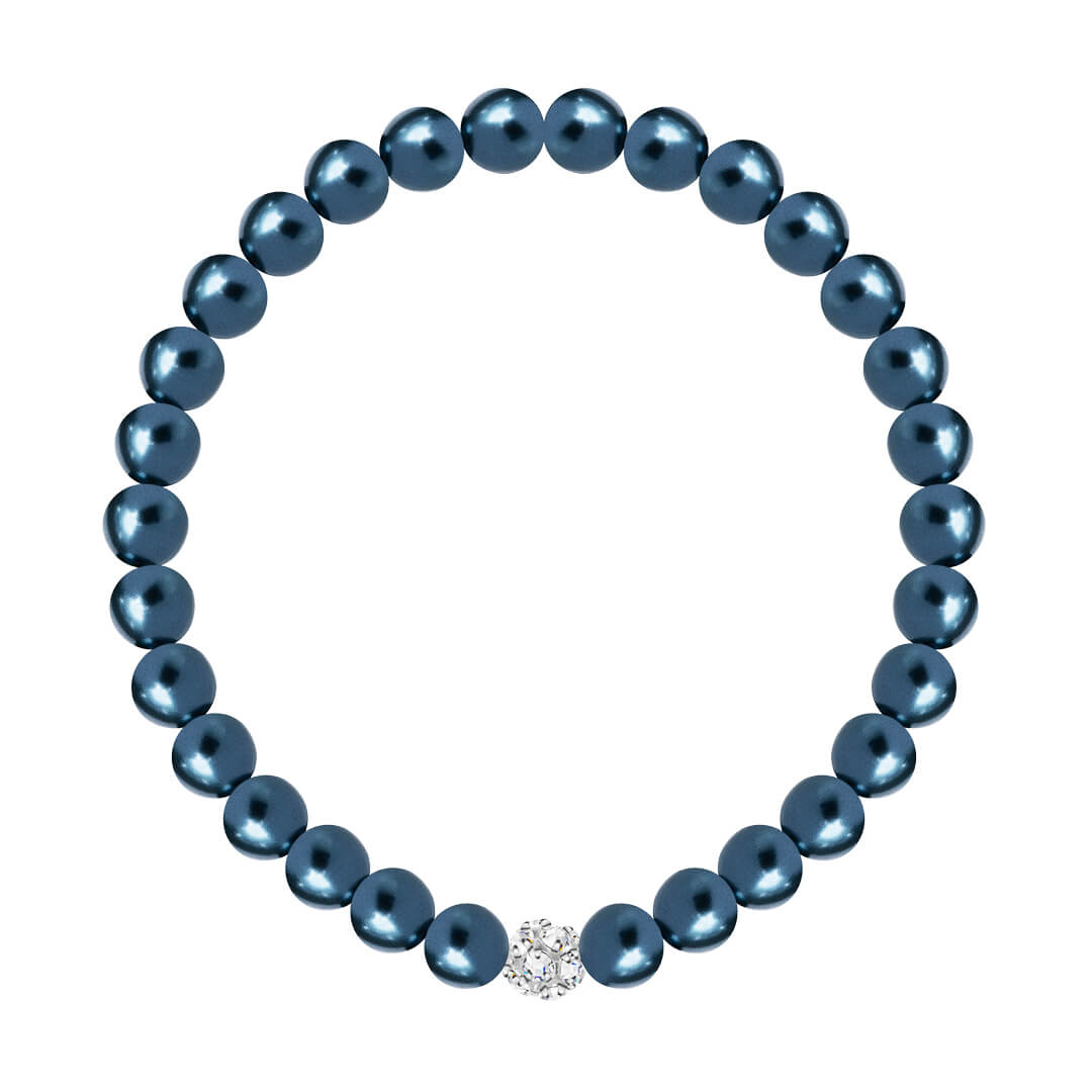 Perlový náramek Velvet Pearl s voskovými perlemi Preciosa, blue metal