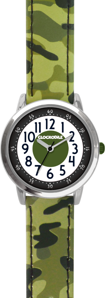 Svítící zelené chlapecké dětské hodinky CLOCKODILE ARMY s maskáčovým vzorem CWB0031