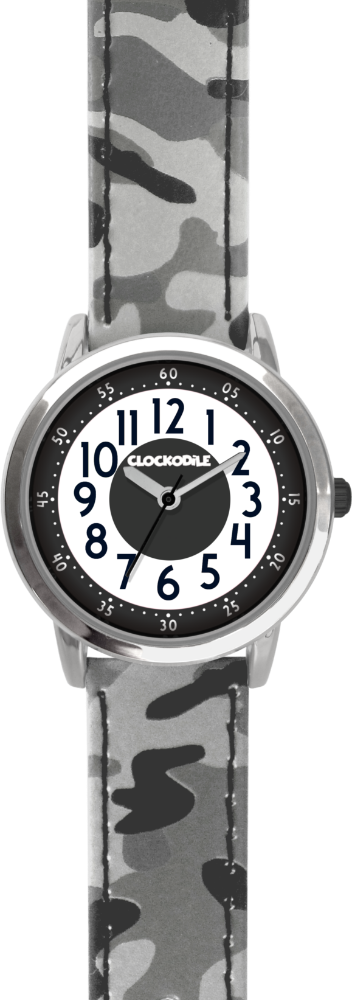 Svítící šedé chlapecké dětské hodinky CLOCKODILE ARMY s maskáčovým vzorem-CWB0032