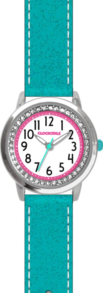 Tyrkysové třpytivé dívčí dětské hodinky se kamínky CLOCKODILE SPARKLE-CWG5122