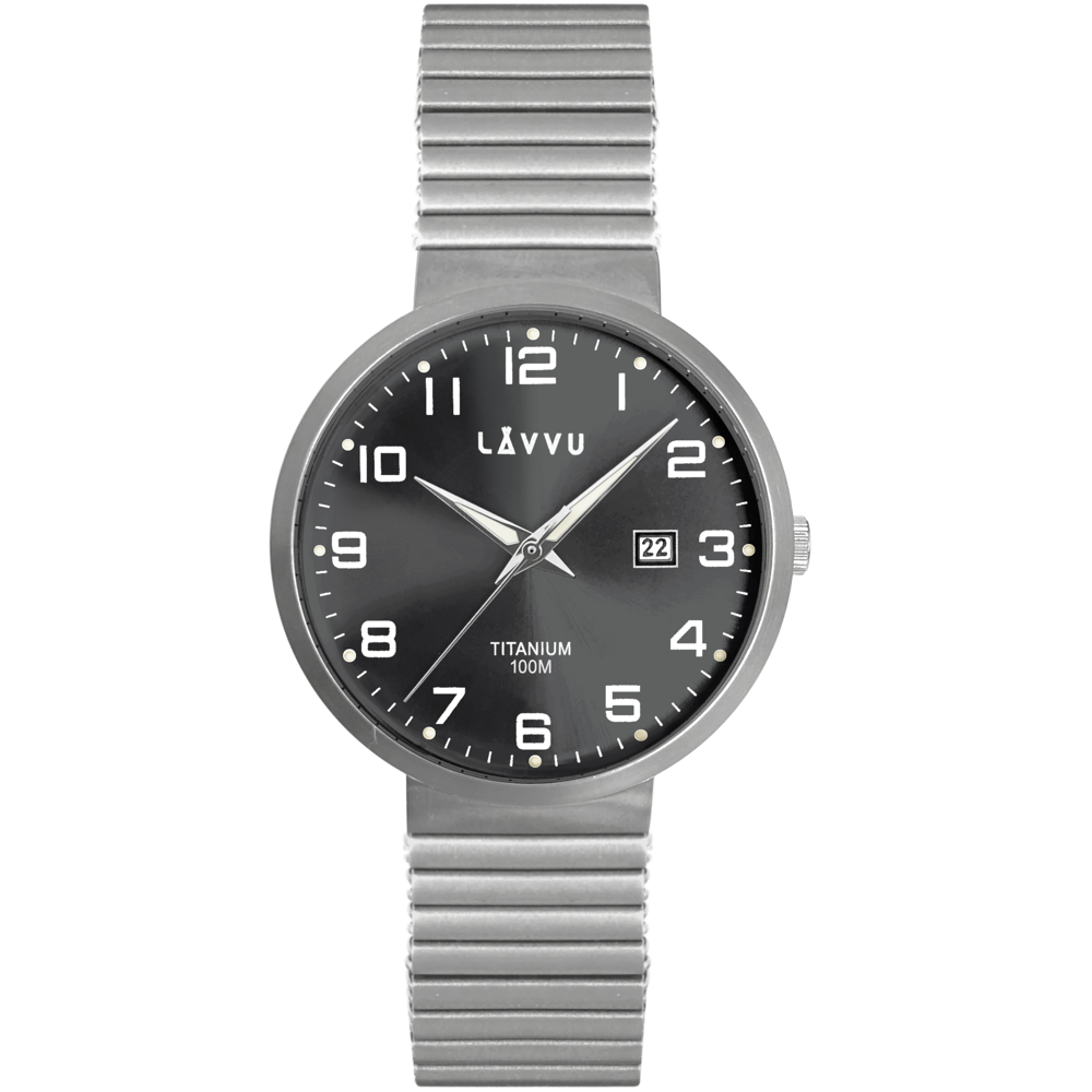 Titanové pružné hodinky LAVVU LUNDEN Black LWM0222