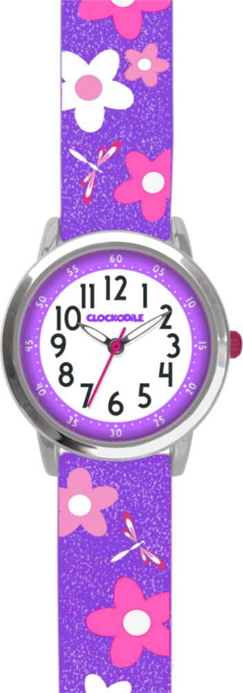 Květované fialové dívčí dětské hodinky CLOCKODILE FLOWERS CWG5021