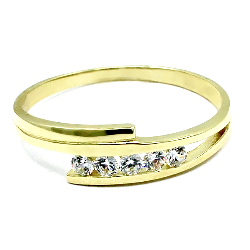 Zlatý prsten se zirkony 1293 Velikost a váha prstenu: 54(váha 1,29g)