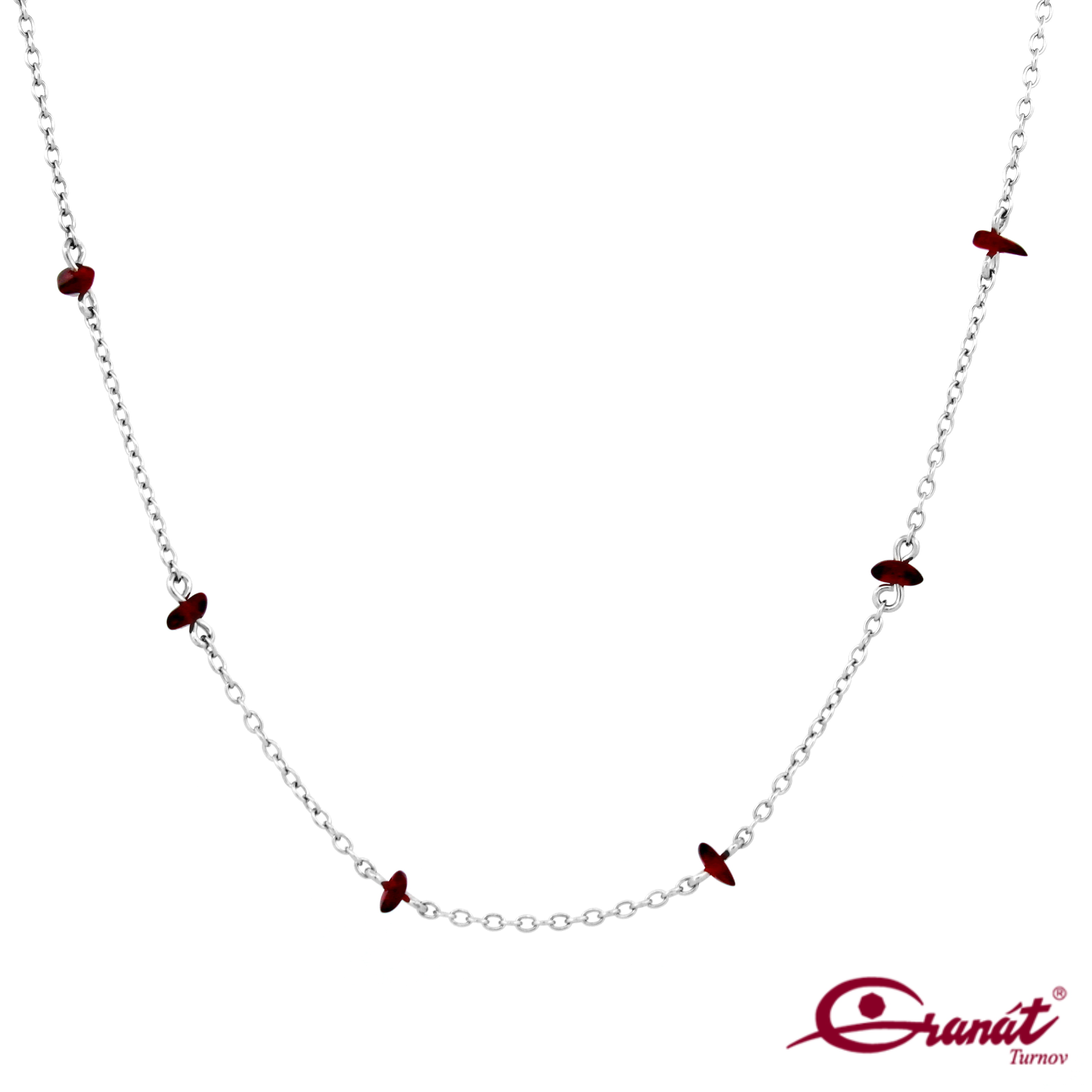 Český granát náhrdelník jednoduchý Délka řetízku: 45cm