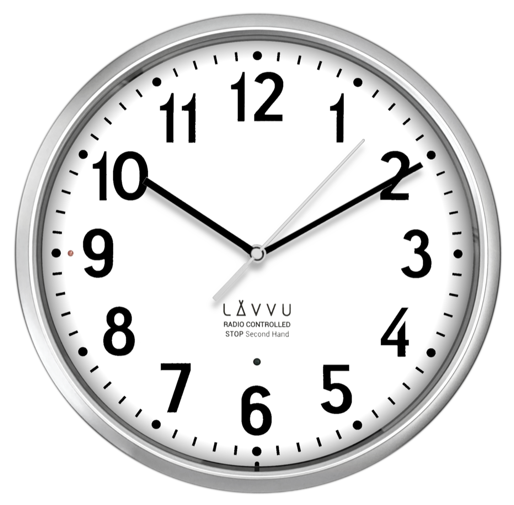 LAVVU Stříbrné hodiny Accurate Metallic Silver řízené rádiovým signálem LCR3010