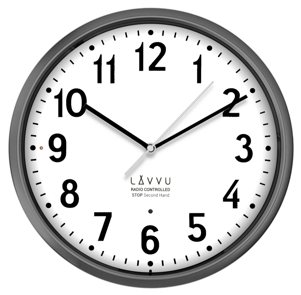 LAVVU Šedé hodiny Accurate Metallic Silver řízené rádiovým signálem LCR3011