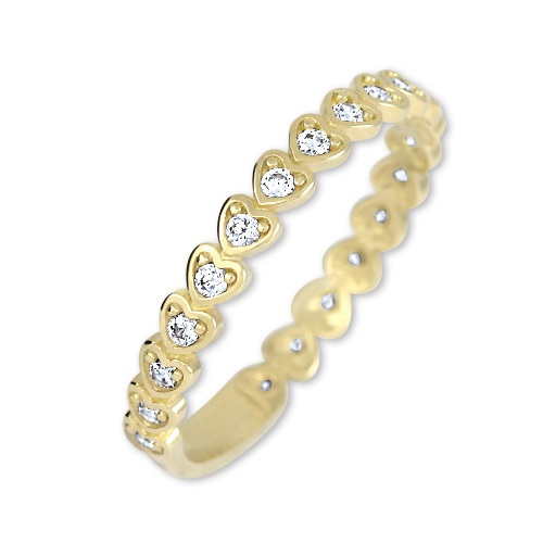 Zlatý prsten srdíčka s kameny 814 Velikost a váha prstenu: 52(váha 1,35g)