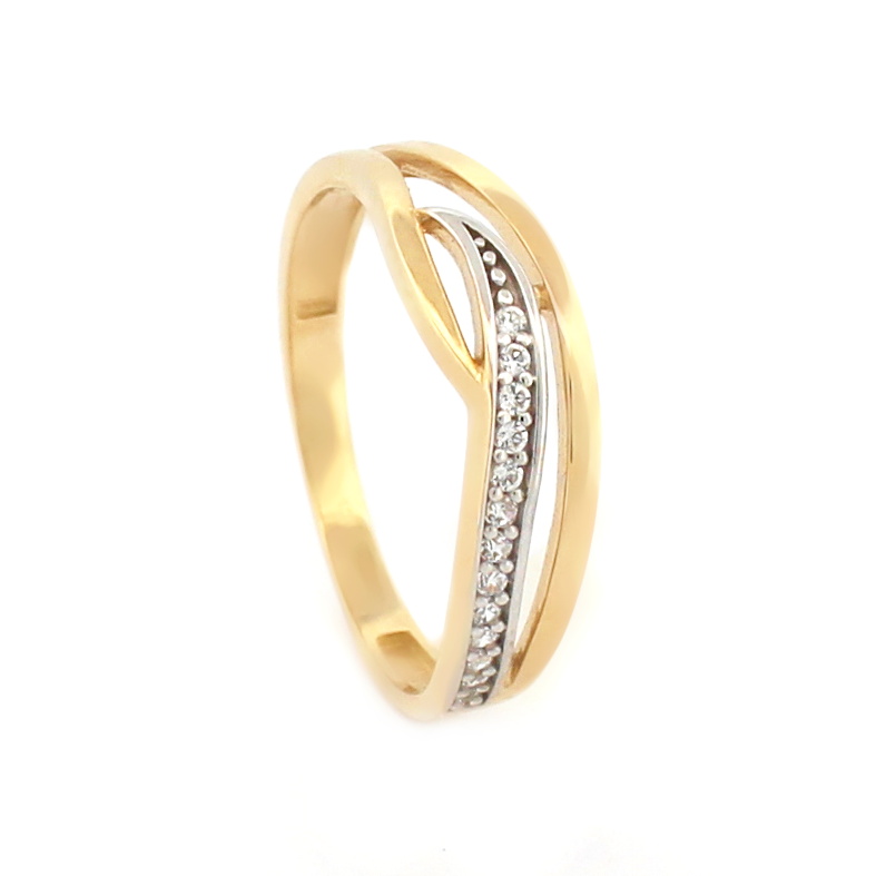 Zlatý prsten se zirkonem AZR2034 Velikost a váha prstenu: 58(váha 1,80g)