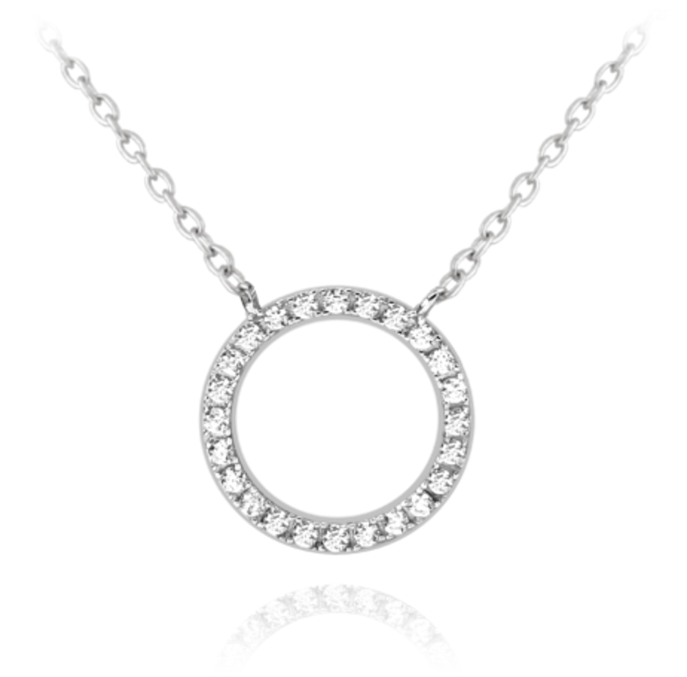 MINET Stříbrný náhrdelník s bílými zirkony JMAN0140SN45