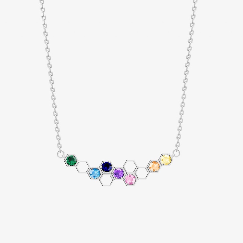 Stříbrný náhrdelník Lumina s kubickou zirkonií Preciosa, malý, barevný
