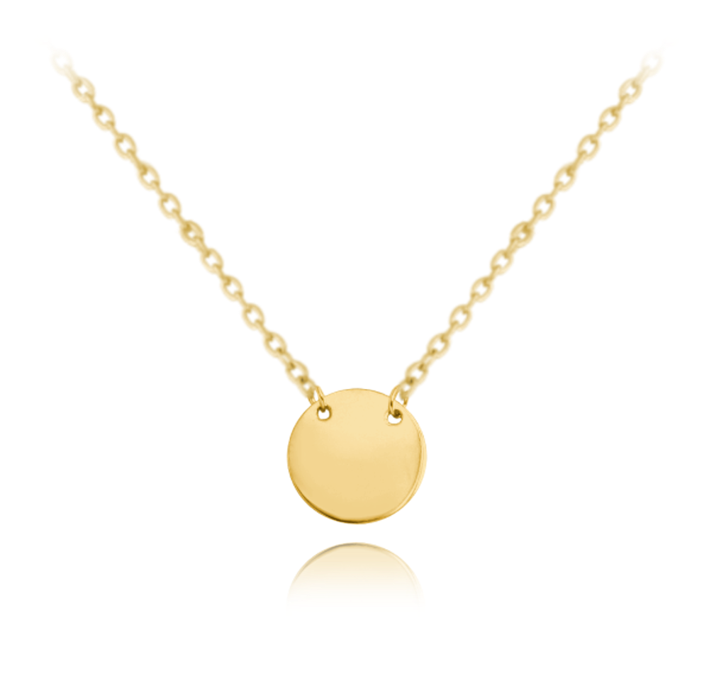 Zlatý náhrdelník s kulatou destičkou Délka řetízku: destička 11mm