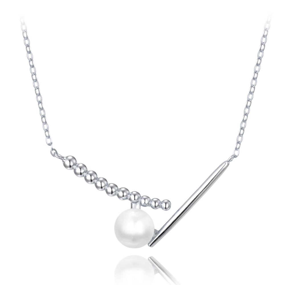 MINET Stříbrný náhrdelník s přírodními perlami JMAS7046SN45