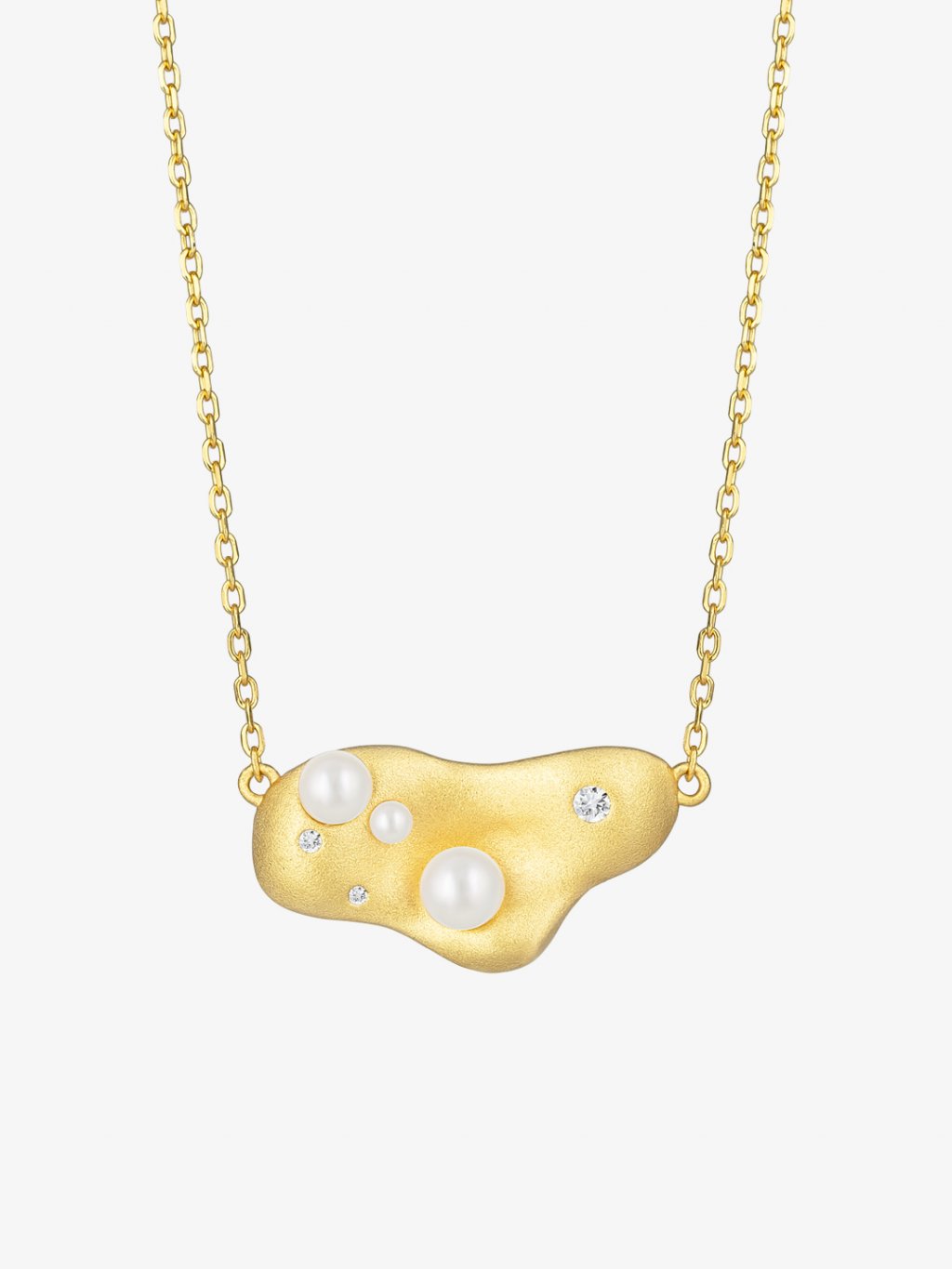 Pozlacený stříbrný náhrdelník Smooth s říční perlou a kubickou zirkonií Preciosa