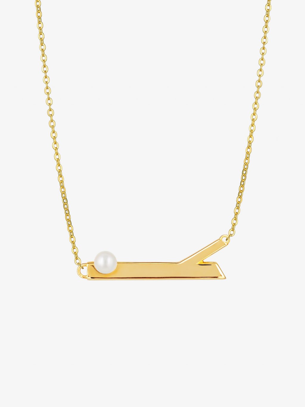 Pozlacený stříbrný náhrdelník Twig s říční perlou Preciosa