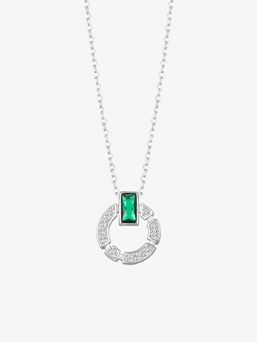 Stříbrný náhrdelník Sublime s kubickou zirkonií Preciosa, emerald 5390 66