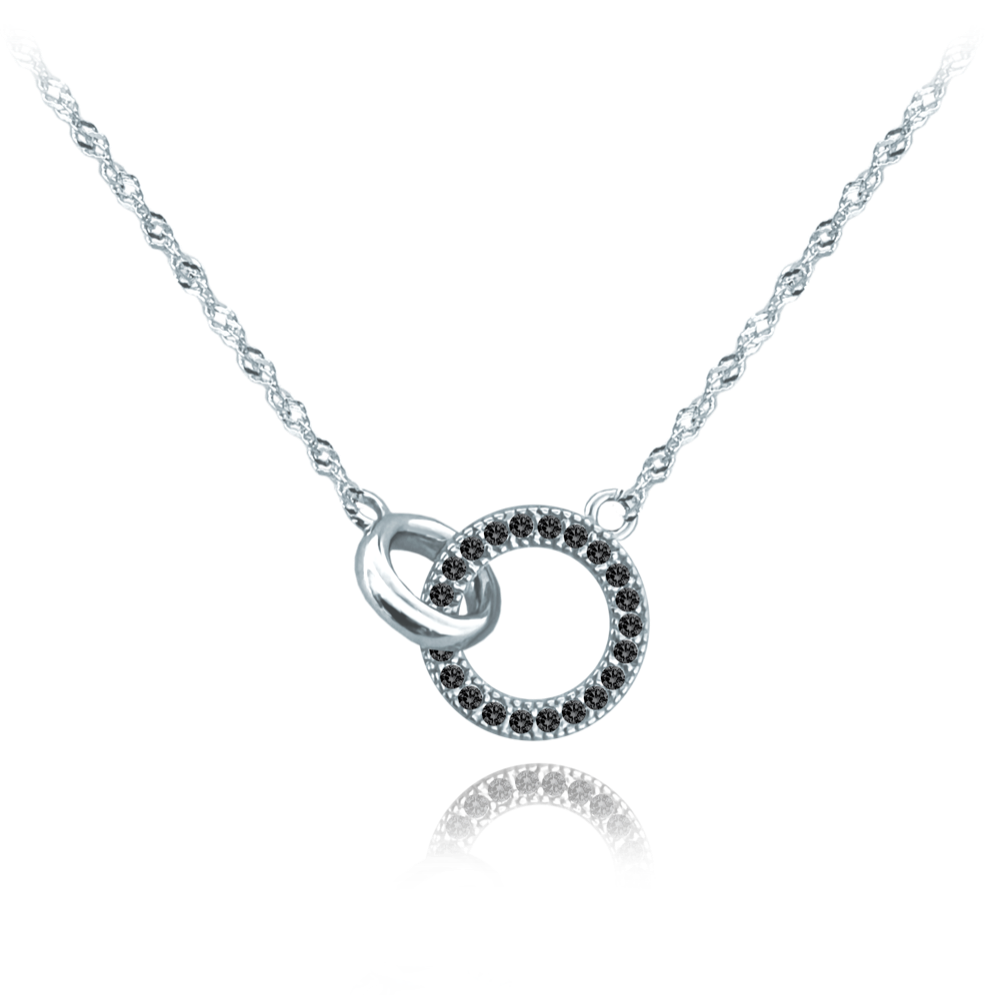 Stříbrný náhrdelník KROUŽEK s černými zirkony