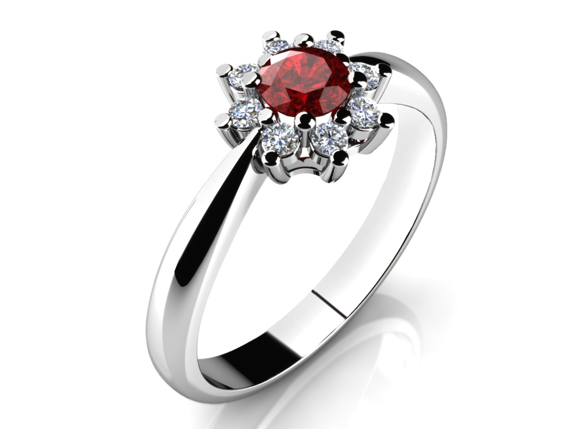 Rubínový prsten s diamanty 0,36ct 56 Velikost a váha prstenu: 56(váha 1,72g)