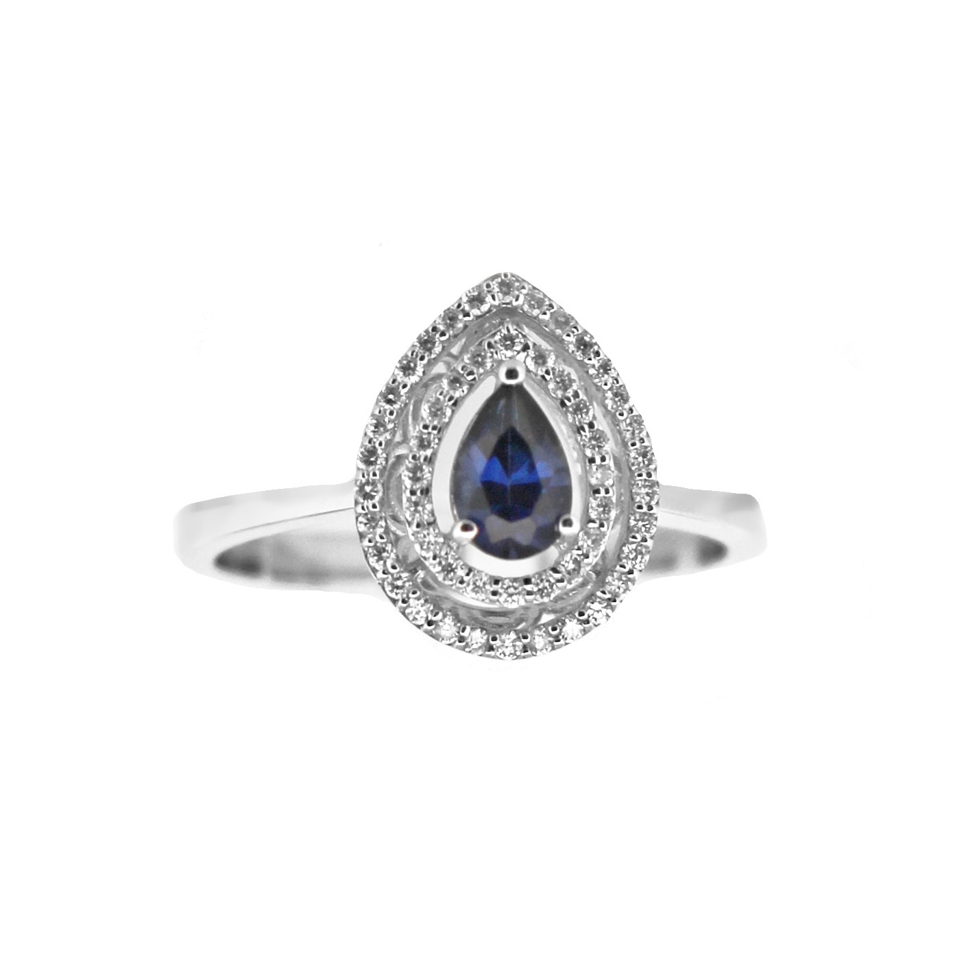 Luxusní diamantový prsten se safírem Velikost a váha prstenu: 55
