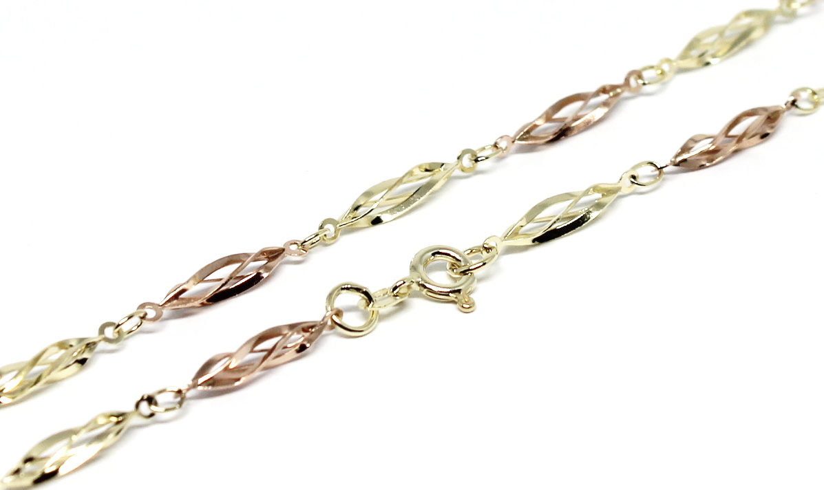 Zlatý náhrdelník dvoubarevný 42-50cm ovísky Délka řetízku: 45cm(váha 5,50g)