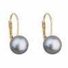 Zlaté náušnice s šedou tahitskou perlou