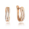 Rose gold elegantní stříbrné náušnice s bílými zirkony 2 řady