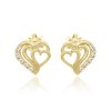 Zlaté náušnice srdíčka se zirkony