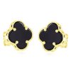 Zlaté náušnice s Onyxem čtyřlístky 11mm