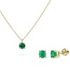 Zlatá souprava jemná smaragd/rubín