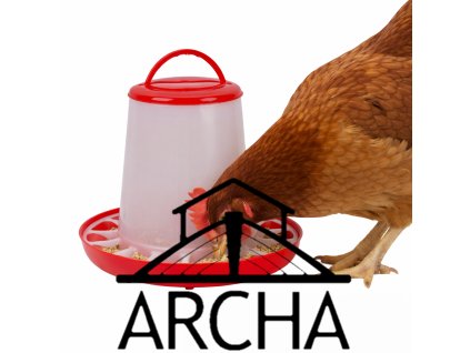 Slepice se krmí z Racka krmítka