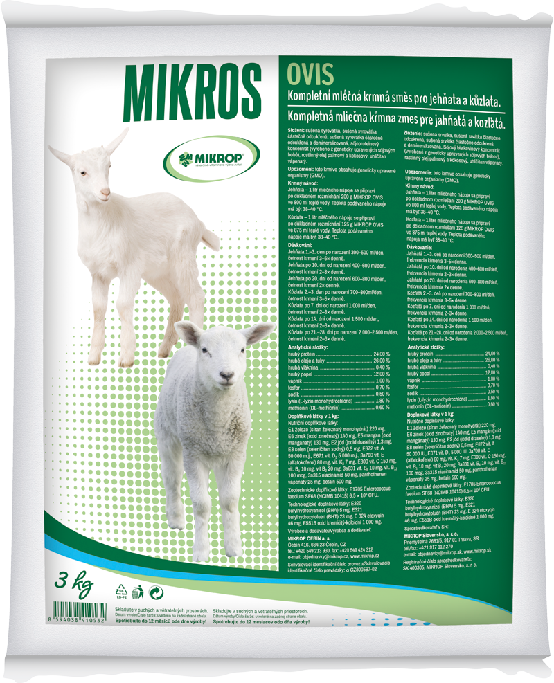 Mikrop/Mikros OVIS - MLÉČNÁ SMĚS PRO JEHŇATA - kompletní sušené mléko pro jehňata Kilogramy: 3