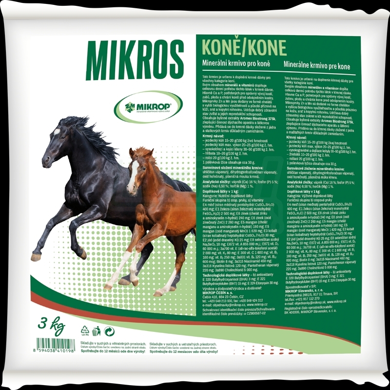 Mikrop/Mikros KONĚ 3 kg - minerální krmivo pro koně