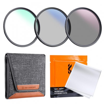 K&F 72mm 3pcs Professional Lens Filter Kit (MCUV/CPL/ND4) + Filter Pouch+3pcs*Cleaning Cloth K&F Concept