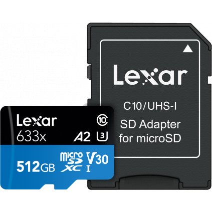 Lexar microSDXC 633x UHS-I/A2/U3/10 R100/W45MB (V30) 512GB