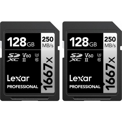 Lexar SDXC Pro 1667X UHS-II U3 R250/W120 (V60) 128G - 2pack