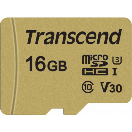 Transcend Gold 500S microSD w/adp (V30) R95/W60 16GB