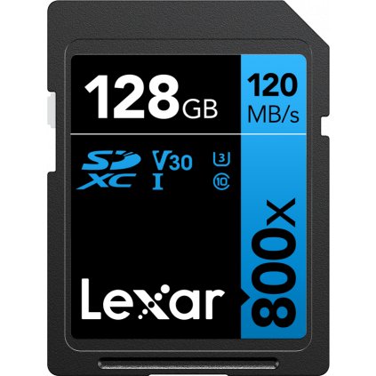 Lexar Pro 800x SDXC UHS-I cards, C10 (V30) U3, R120/45MB 128GB