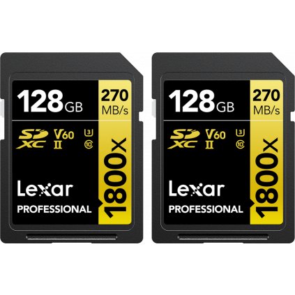 Lexar SDXC Pro 1800x U3 UHS-II R280/W210 (V60) 128GB - 2pack