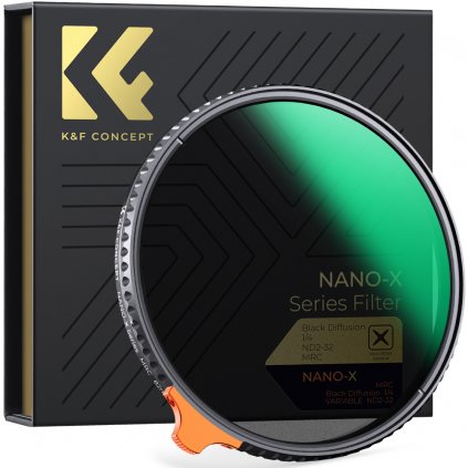 49mm Black Mist 1/4 and ND2-ND32 (1-5 Stop) Variable ND Lens Filter 2 in 1 with 28 Multi-Layer Coatings - Nano X Series K&F Concept
