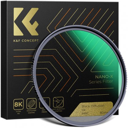 K&F 72MM Nano-X Black Mist Filter 1/4, HD, Waterproof, Anti Scratch, Green Coated K&F Concept