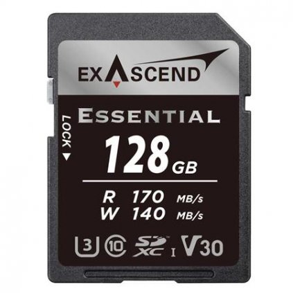 Essential UHS-I SD card, V30,128GB Exascend
