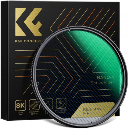 K&F 52mm, Blue Streak Filter, 2mm Thickness, HD, Waterproof, Anti Scratch, Green Coated K&F Concept