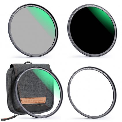 K&F 82mm Magnetic 3pcs Filter Kit, MCUV+CPL+ND1000+Filter Ring, HD, Waterproof, Anti Scratch, Green K&F Concept