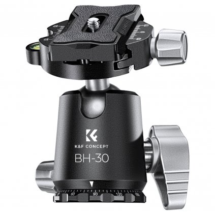 K&F Metal 30mm Tripod Ball Head, 295g Weight, CNC process with die casting holder, Black and Gray, 3 K&F Concept